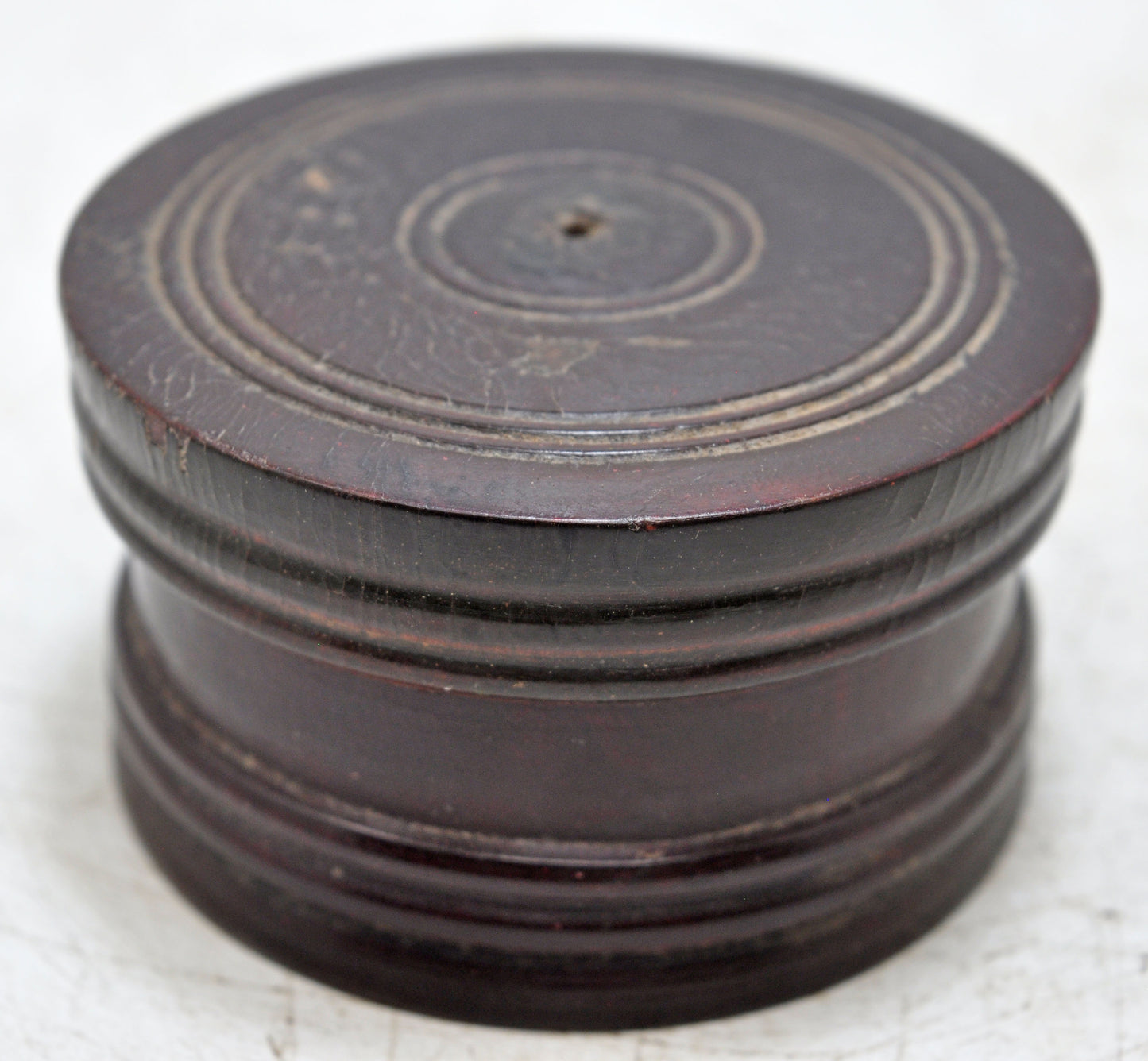 Antique Wooden Kum Kum Powder Tika Box Original Old Carved Lacquer Painted