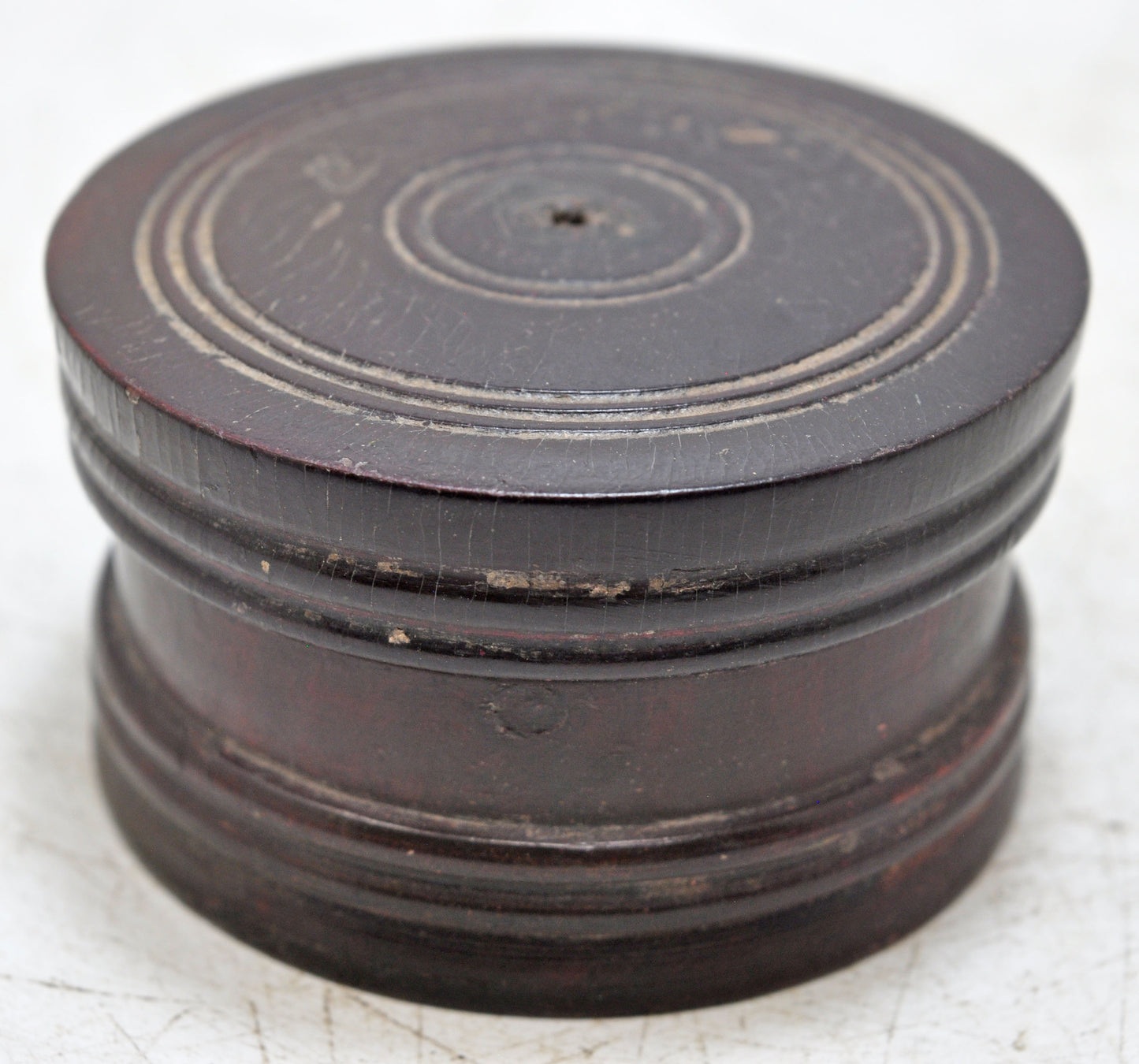Antique Wooden Kum Kum Powder Tika Box Original Old Carved Lacquer Painted