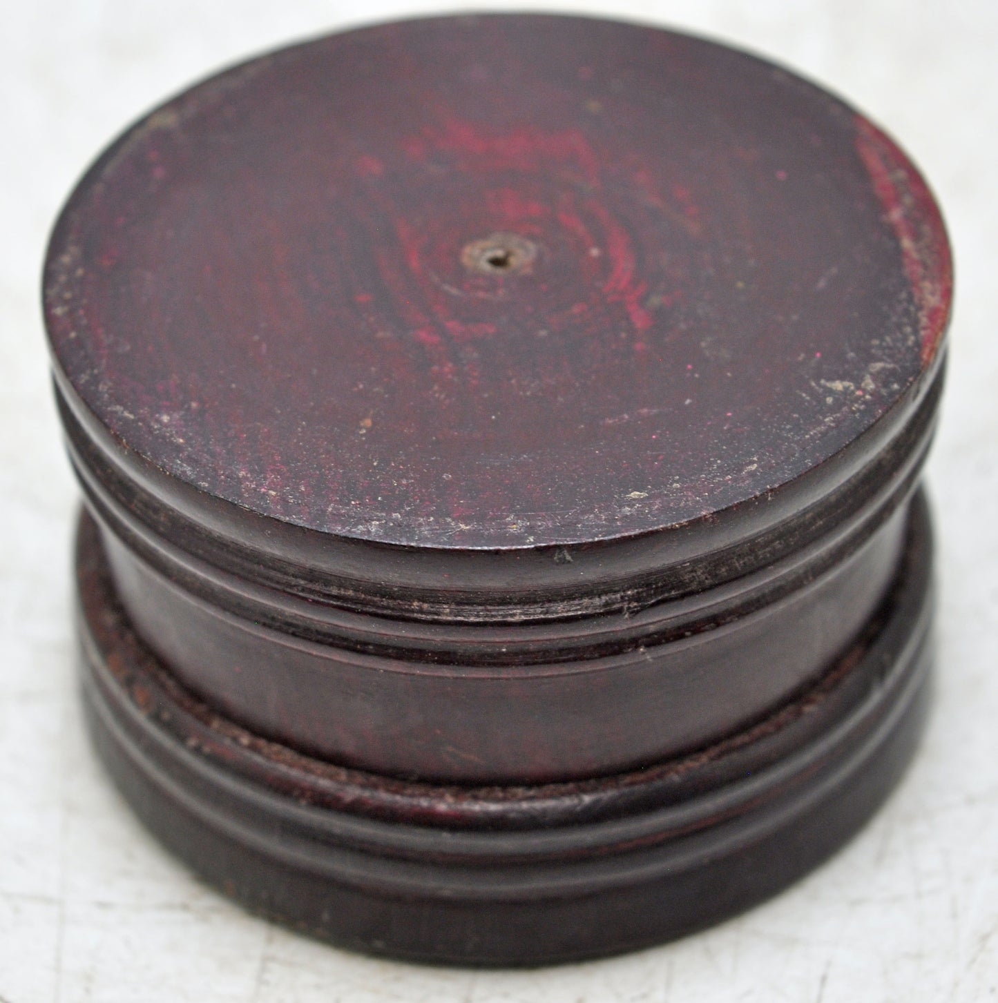 Antique Wooden Kum Kum Powder Tika Box Original Old Carved Lacquer Painted