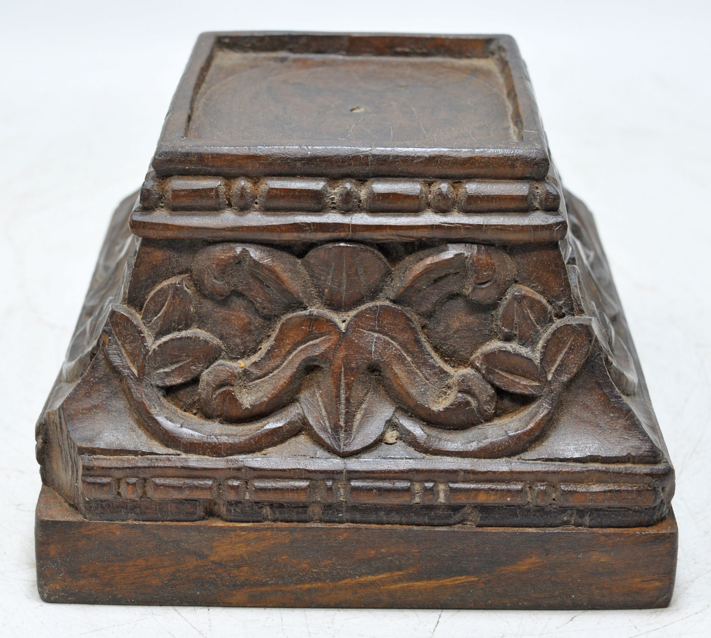 Antique Wooden Square Pedestal Stand Original Old Fine Hand Carved