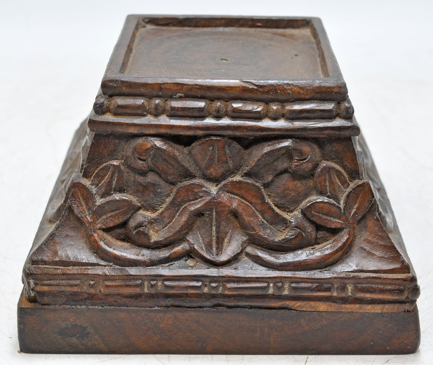 Antique Wooden Square Pedestal Stand Original Old Fine Hand Carved
