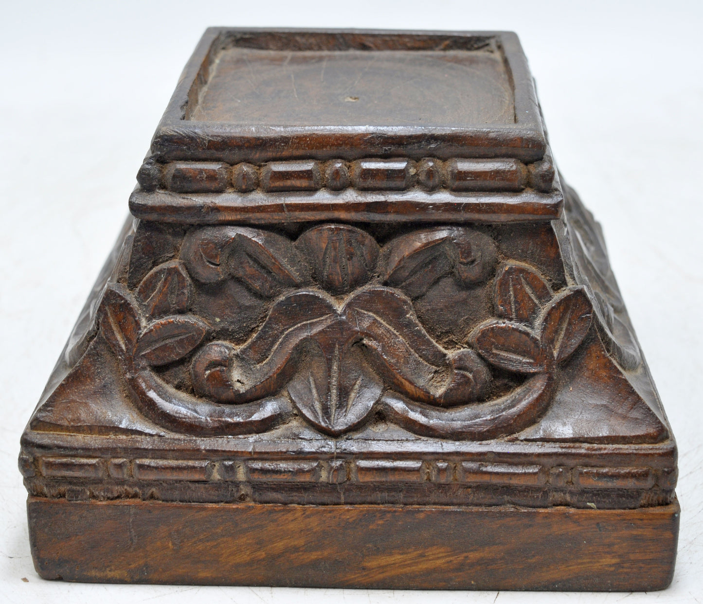 Antique Wooden Square Pedestal Stand Original Old Fine Hand Carved