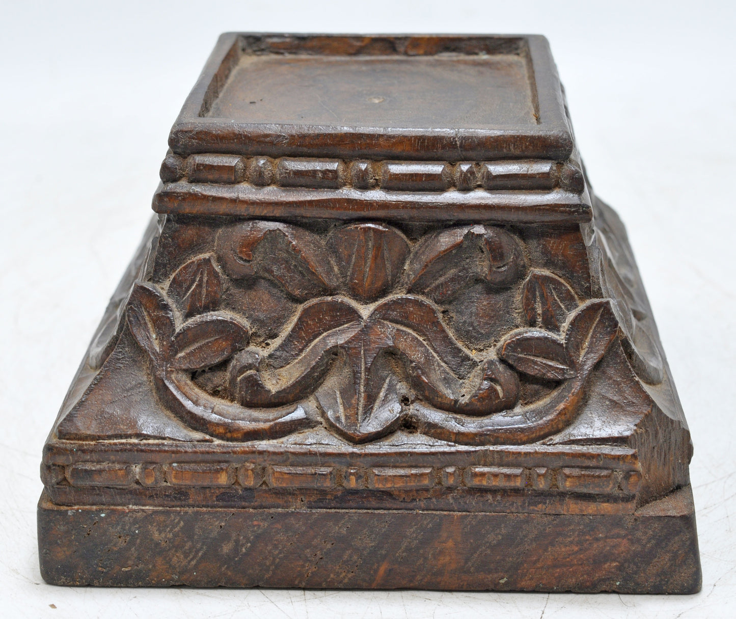Antique Wooden Square Pedestal Stand Original Old Fine Hand Carved