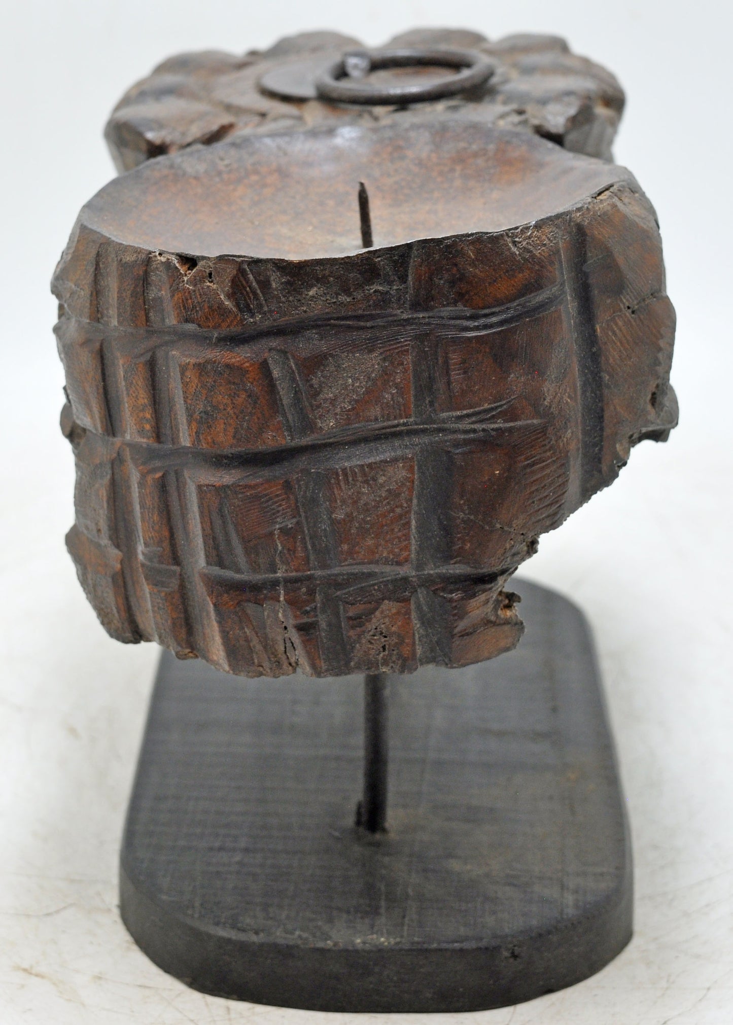 Antique Wooden Candle Holder Stand Original Old Hand Carved