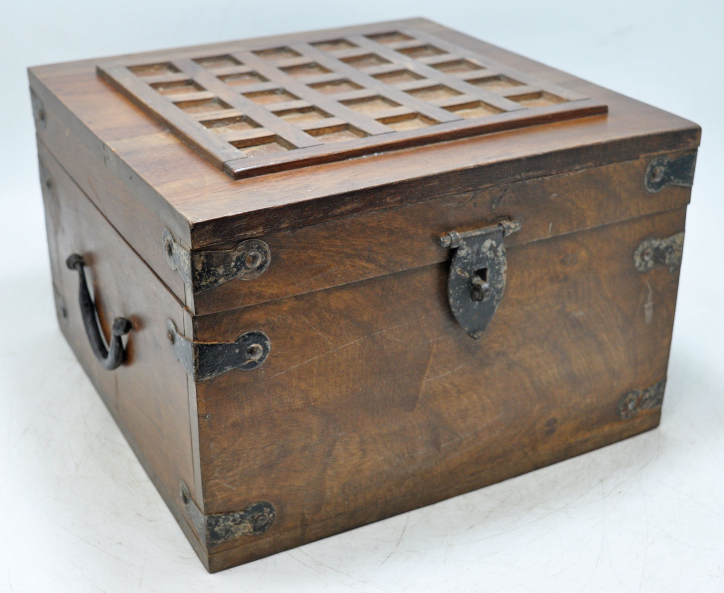 Vintage Wooden Square Storage Chest Box Original Old Hand Crafted