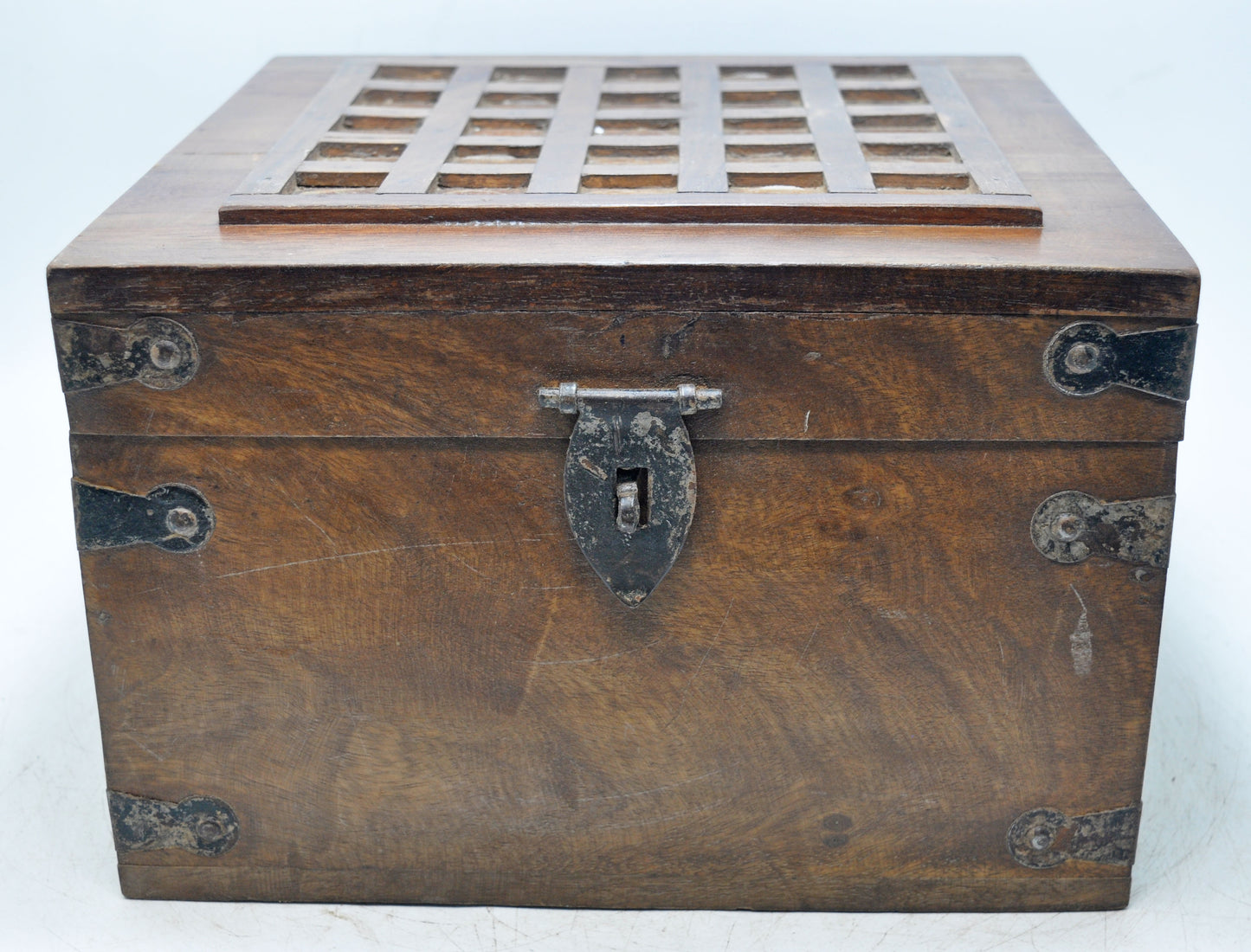 Vintage Wooden Square Storage Chest Box Original Old Hand Crafted