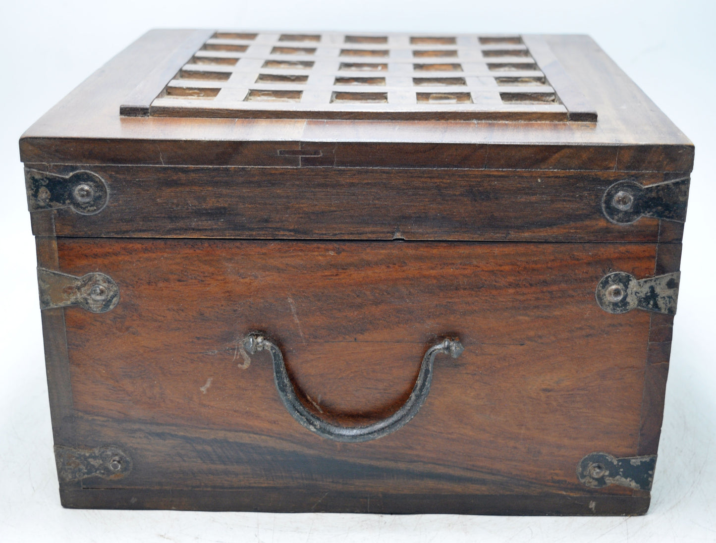 Vintage Wooden Square Storage Chest Box Original Old Hand Crafted