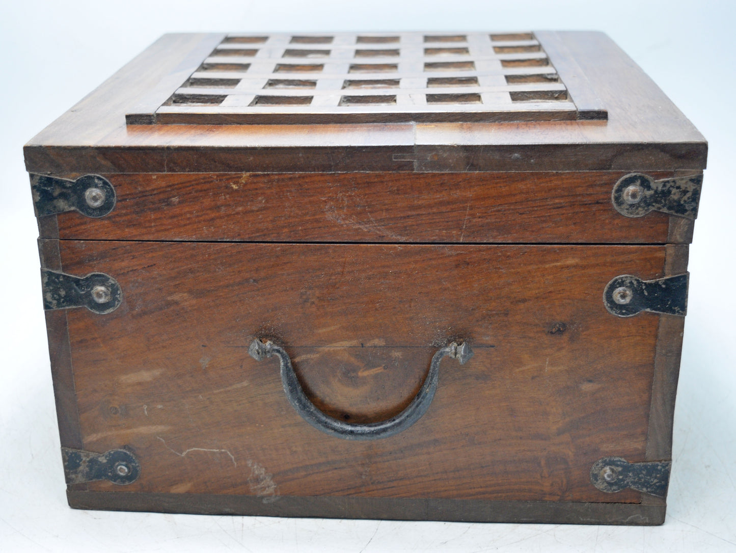 Vintage Wooden Square Storage Chest Box Original Old Hand Crafted