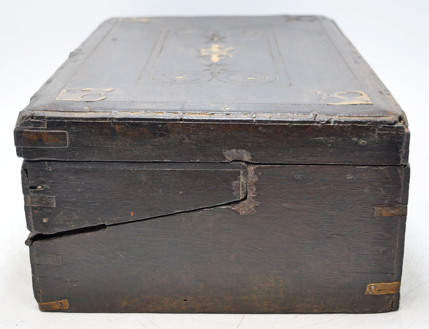 Antique Wooden Merchants Cash Chest Box Original Old Fine Hand Crafted Brass Fitted