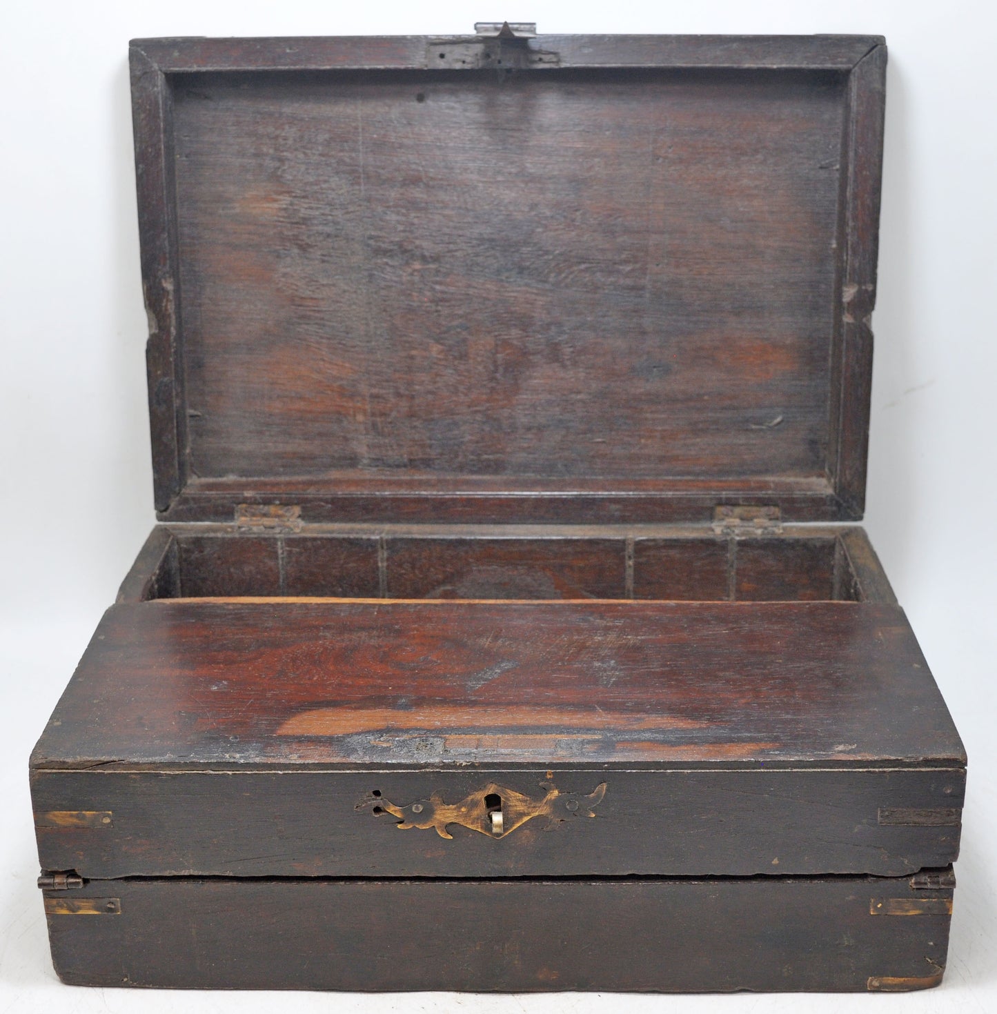 Antique Wooden Merchants Cash Chest Box Original Old Fine Hand Crafted Brass Fitted