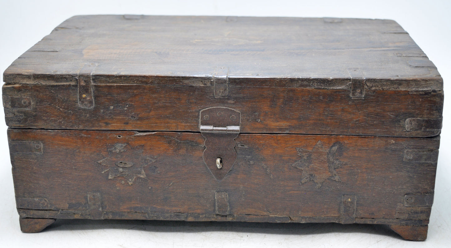 Antique Wooden Merchants Cash Chest Box Original Old Fine Hand Crafted Brass Fitted