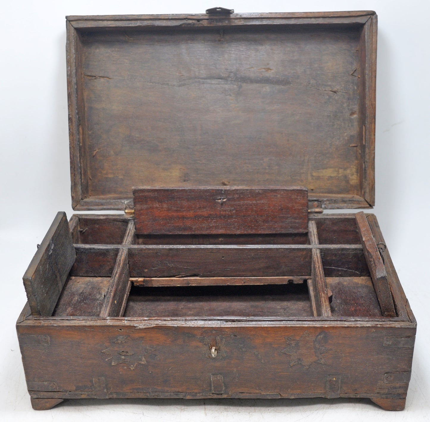 Antique Wooden Merchants Cash Chest Box Original Old Fine Hand Crafted Brass Fitted