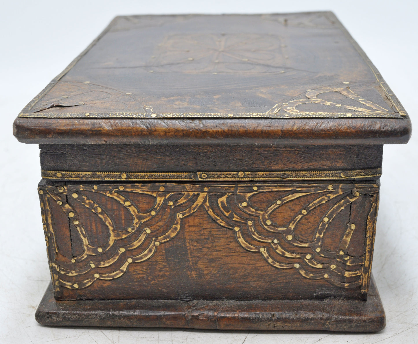 Antique Wooden Storage Chest Box Original Old Hand Crafted Brass Fitted