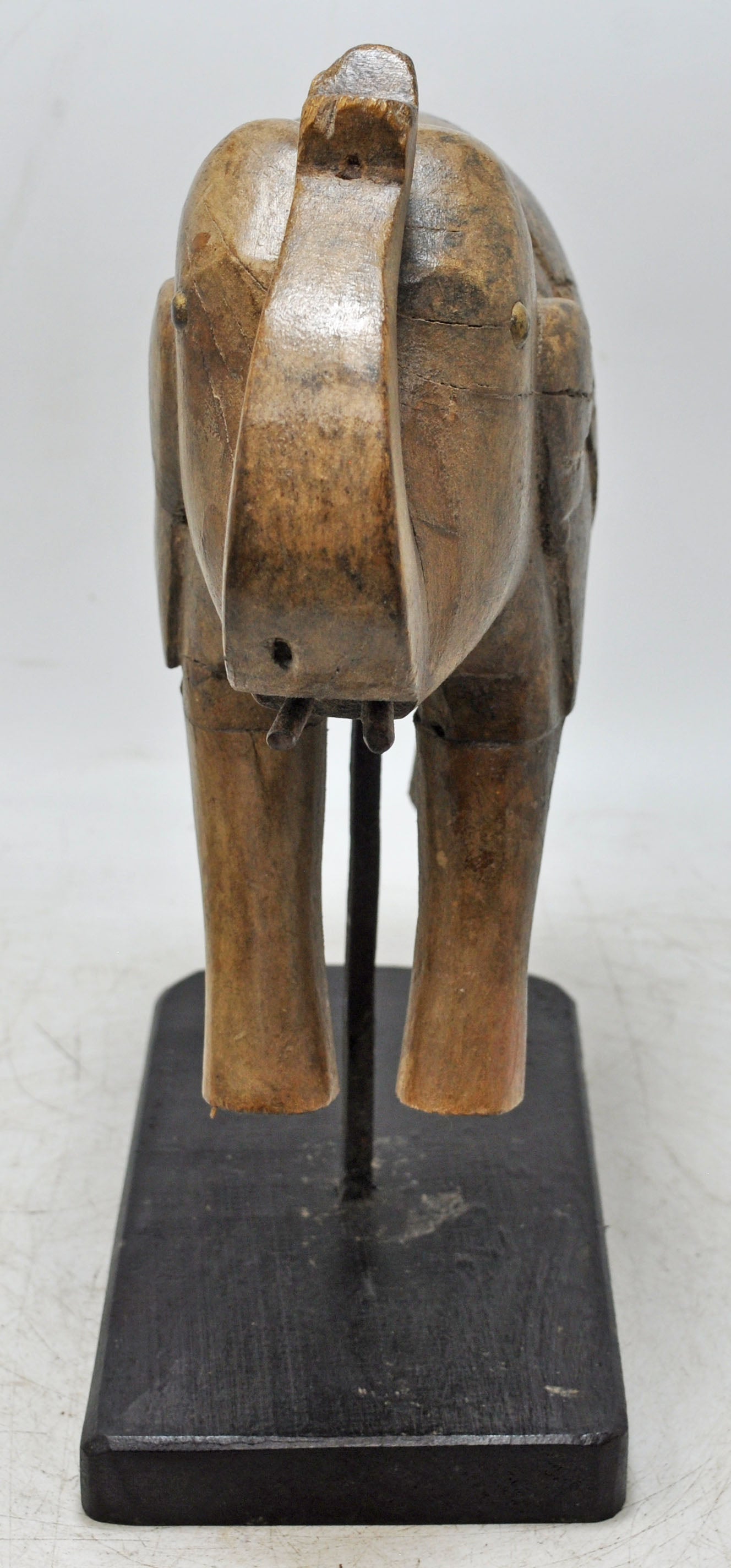 Vintage Wooden Elephant Figurine Original Old Hand Carved