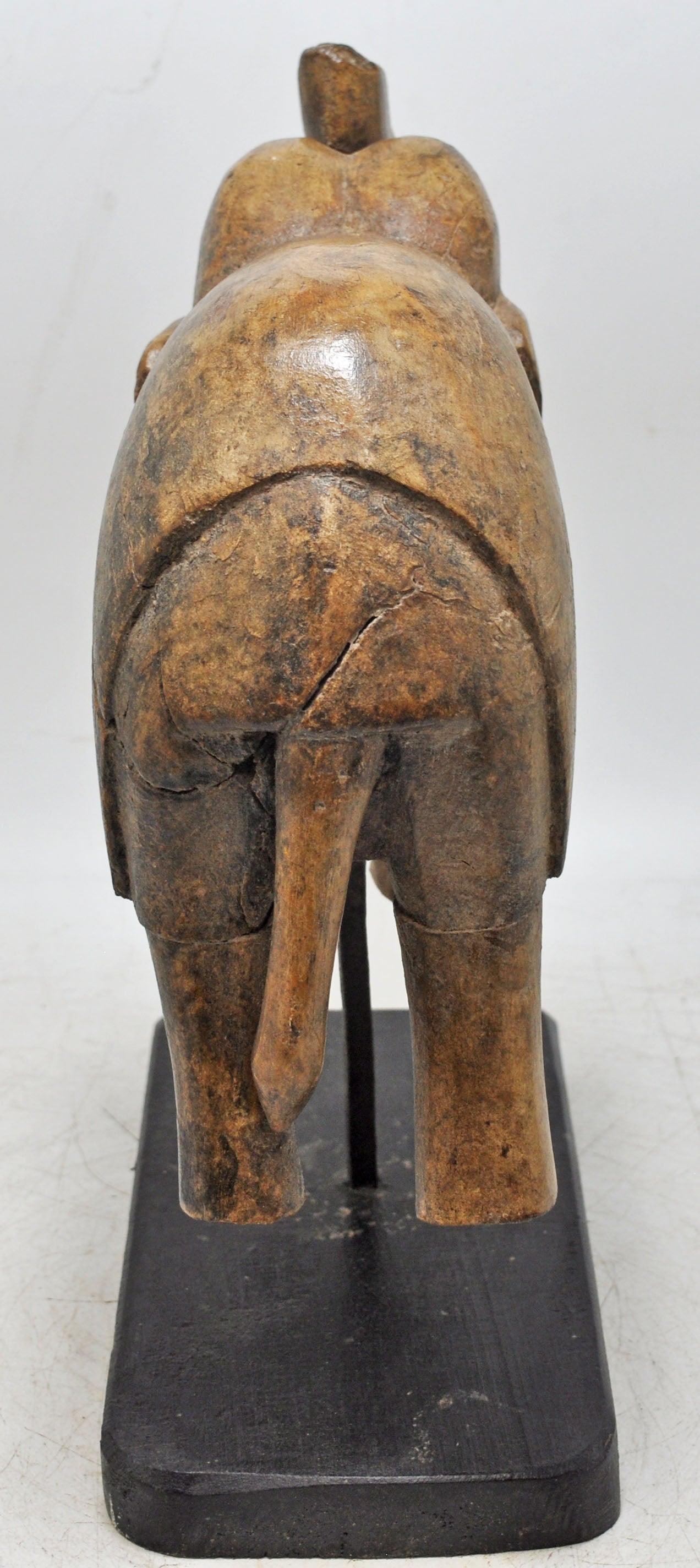 Vintage Wooden Elephant Figurine Original Old Hand Carved
