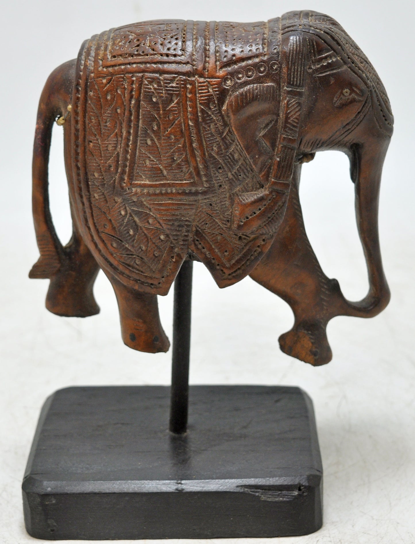 Vintage Wooden Small Elephant Figurine Original Old Fine Hand Carved