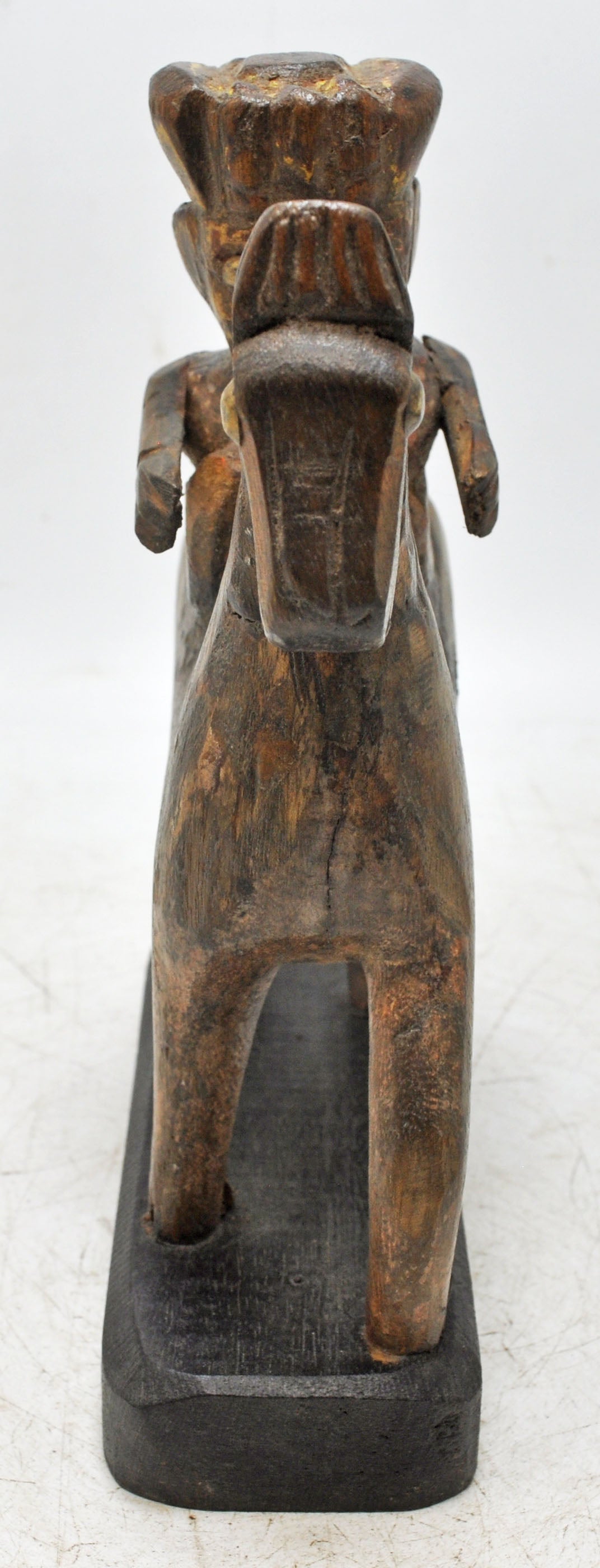 Vintage Wooden Horse With Rider Figurine Original Old Fine Hand Carved
