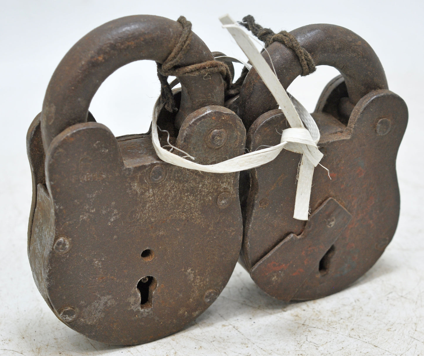 Lot of 2 Antique Iron Pad Locks Original Old Hand Crafted Working With Keys