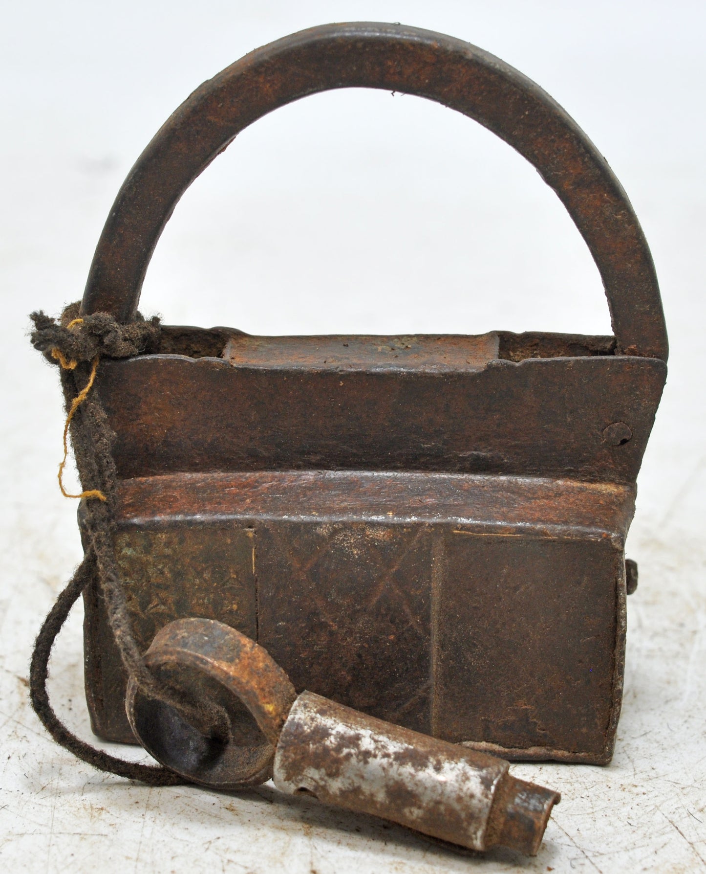 Antique Iron Spring Lever System Pad Lock Original Old Hand Crafted Engraved Working