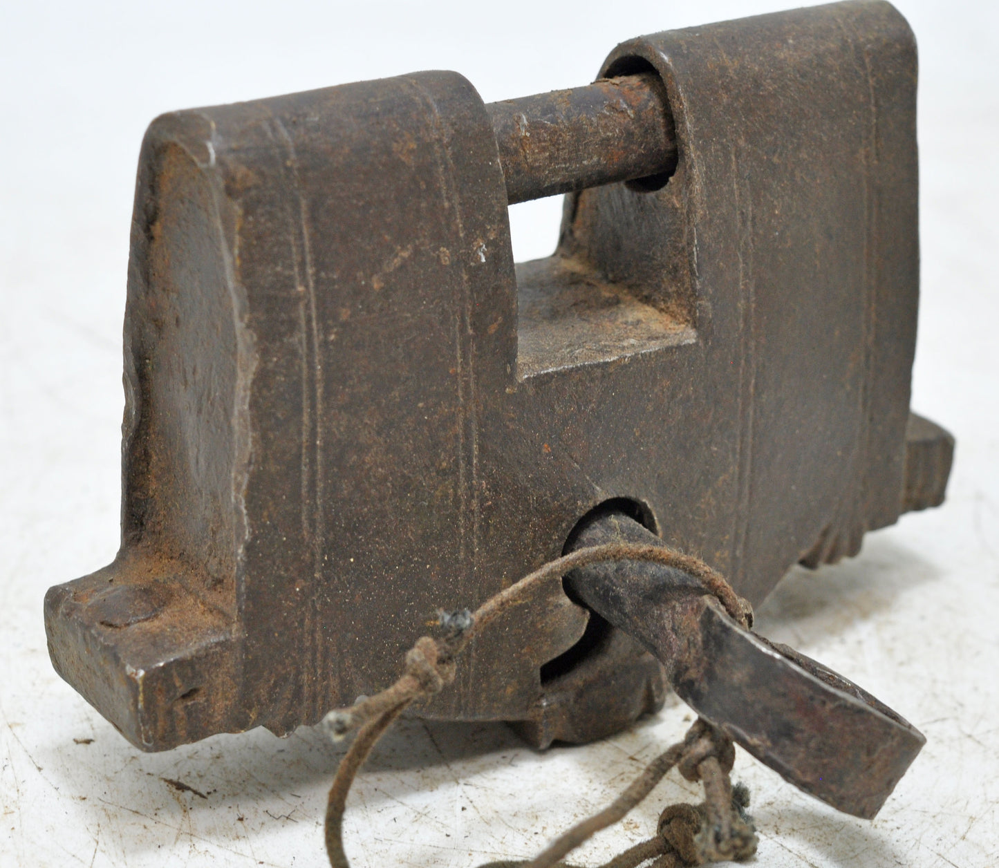 Antique Iron Large Strip System Pad Lock Original Old Hand Crafted Engraved Working