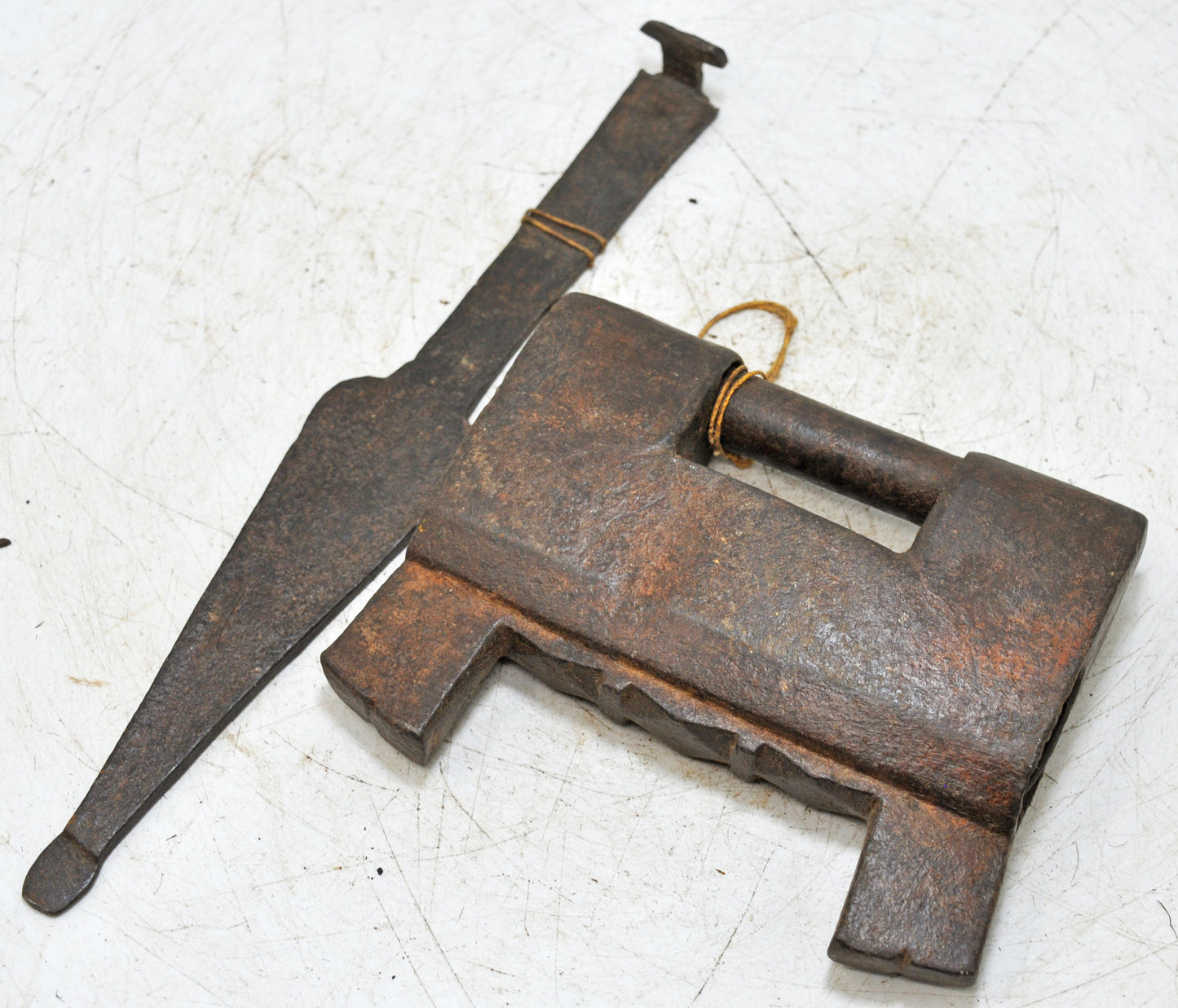 Antique Iron Large Strip System Pad Lock Original Old Hand Crafted Engraved Working