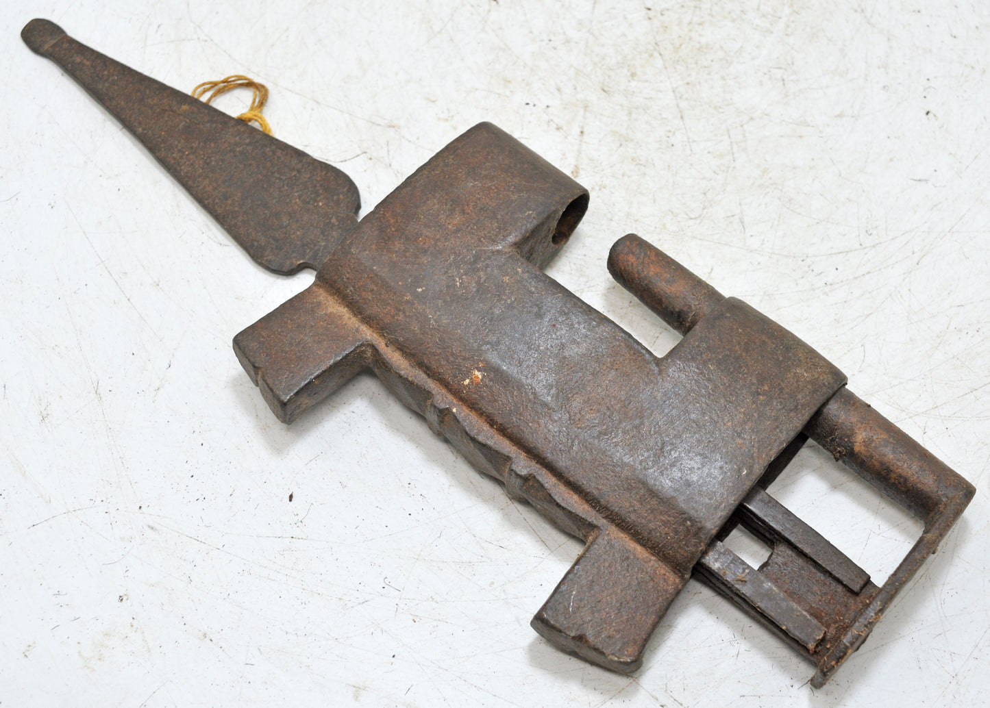 Antique Iron Large Strip System Pad Lock Original Old Hand Crafted Engraved Working