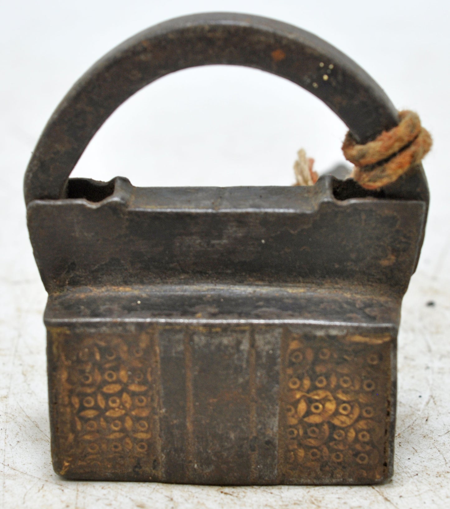Antique Iron Spring Lever System Pad Lock Original Old Hand Crafted Engraved Working