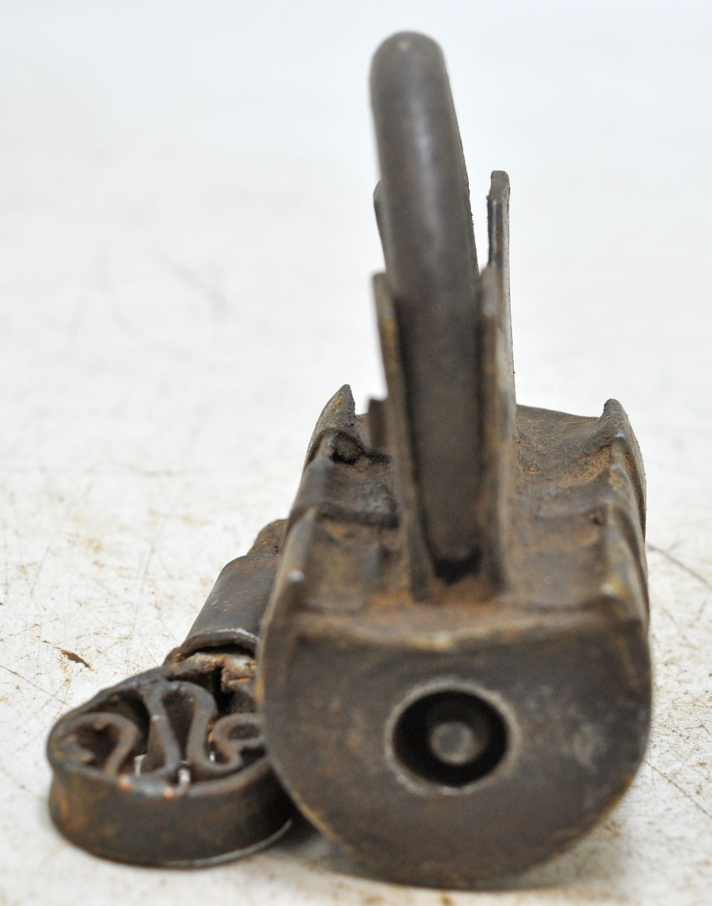 Antique Iron Spring Lever System Pad Lock Original Old Hand Crafted Engraved Working