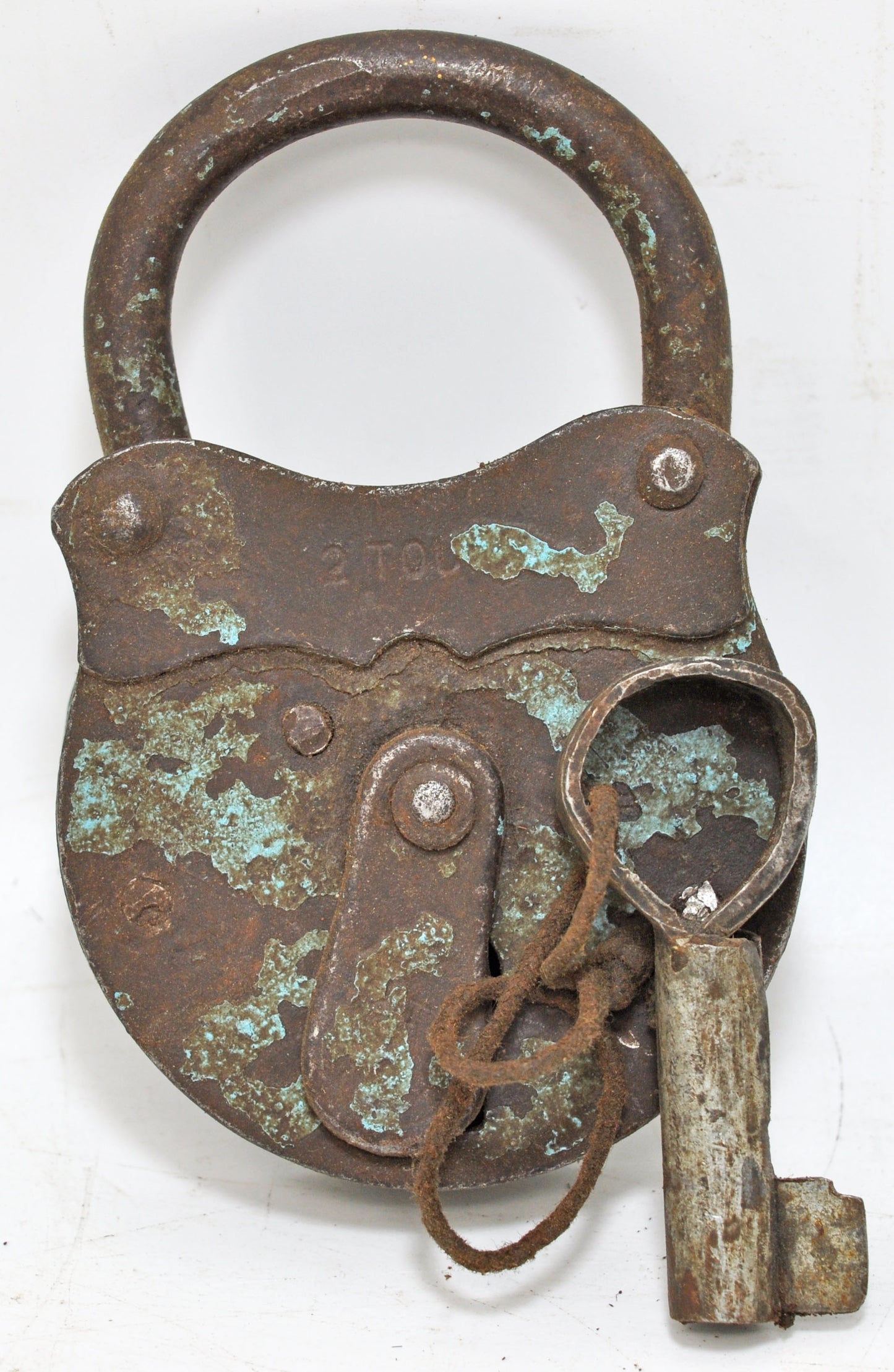 Antique Iron Large Size Pad Lock With Key Original Old Hand Crafted Working