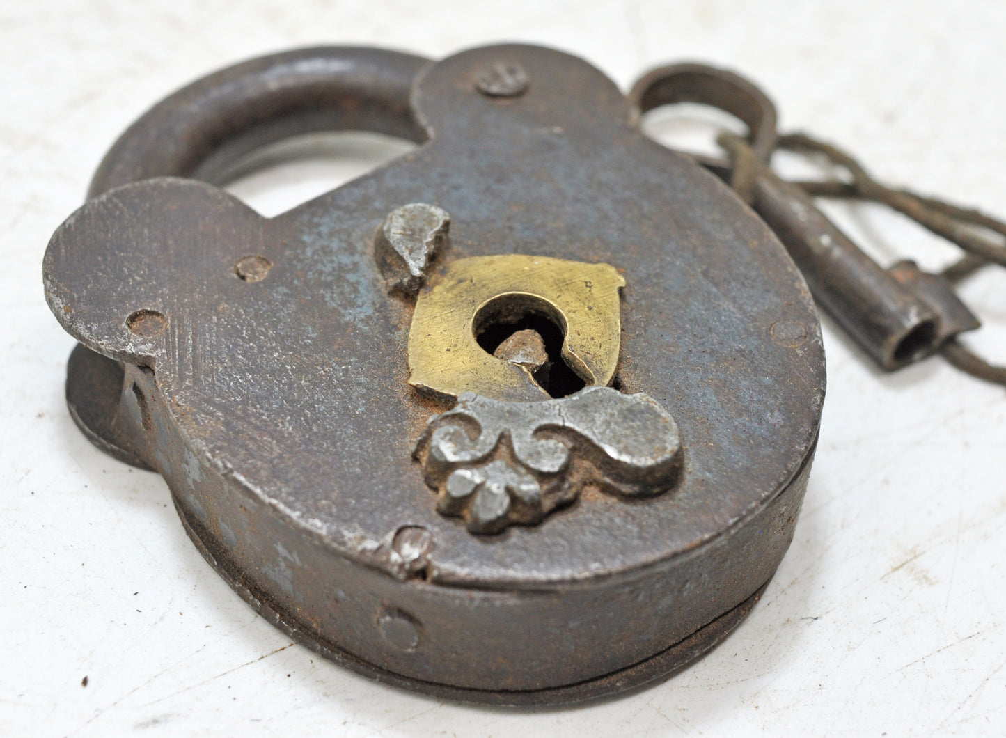 Antique Iron Large Size Pad Lock With Key Original Old Hand Crafted Working