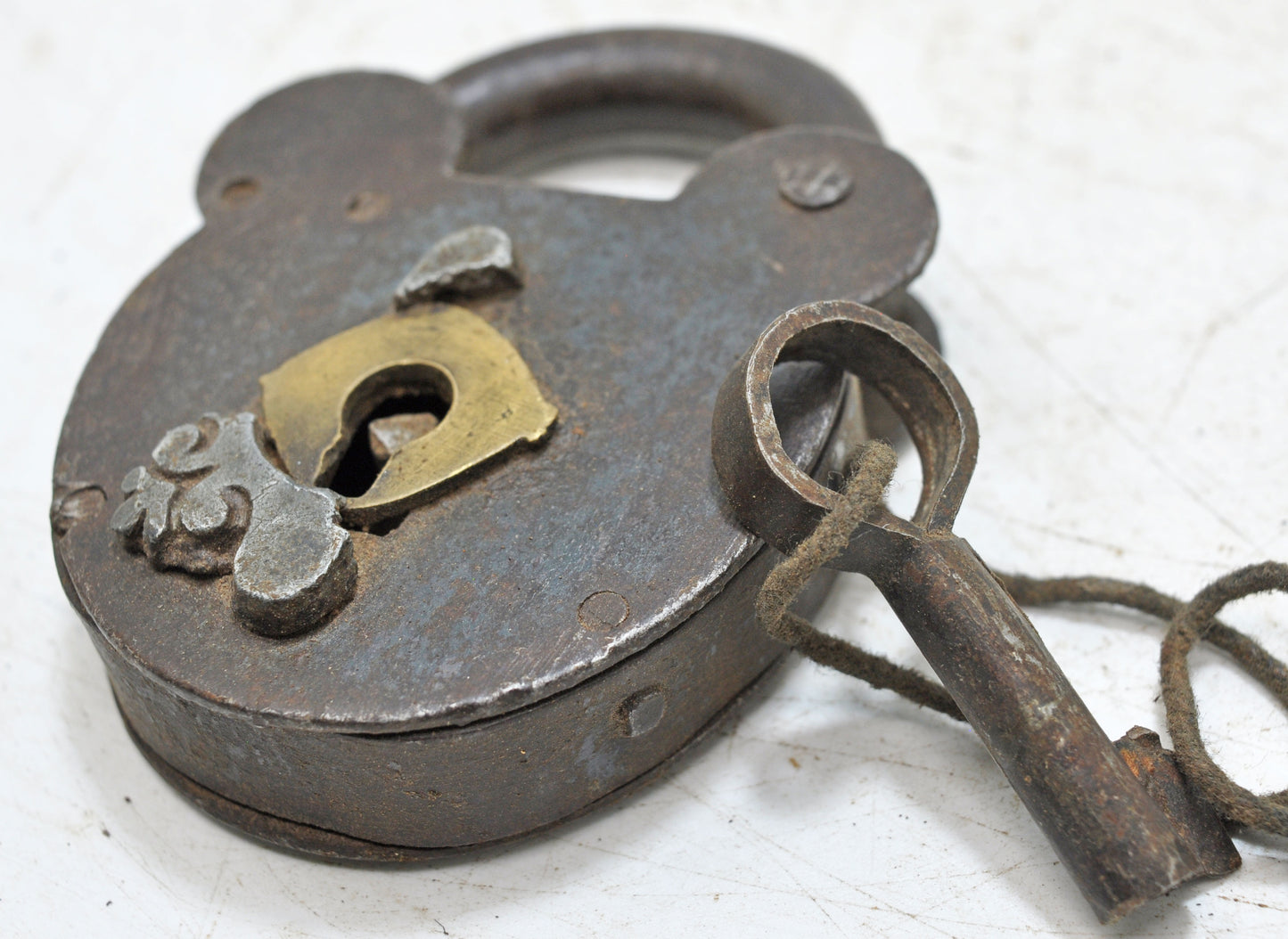 Antique Iron Large Size Pad Lock With Key Original Old Hand Crafted Working