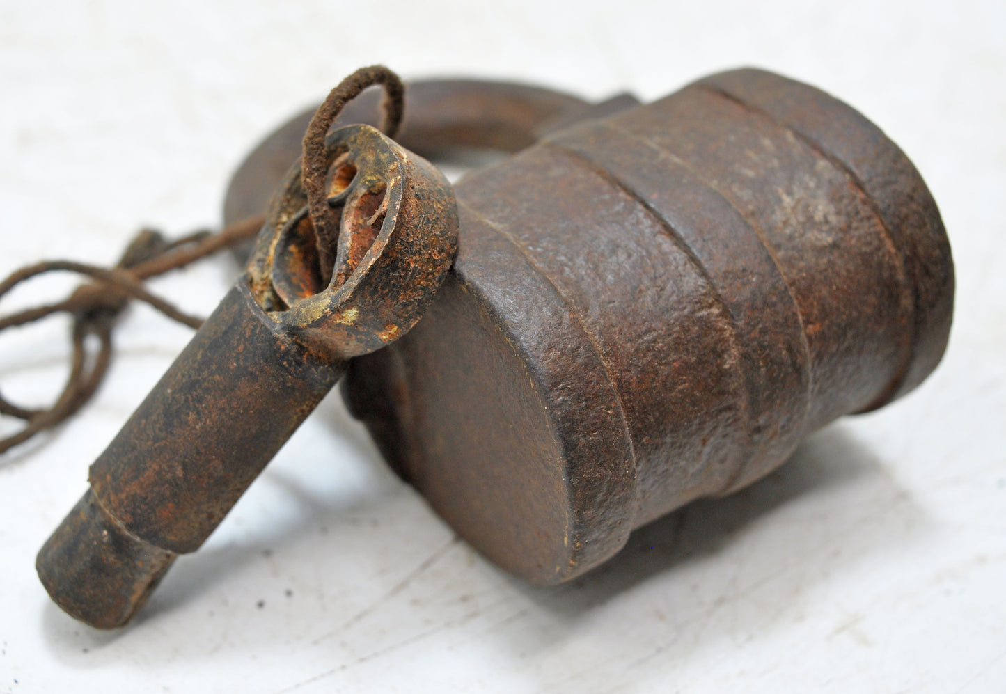 Antique Iron Spring Lever System Pad Lock Original Old Hand Crafted Engraved Working