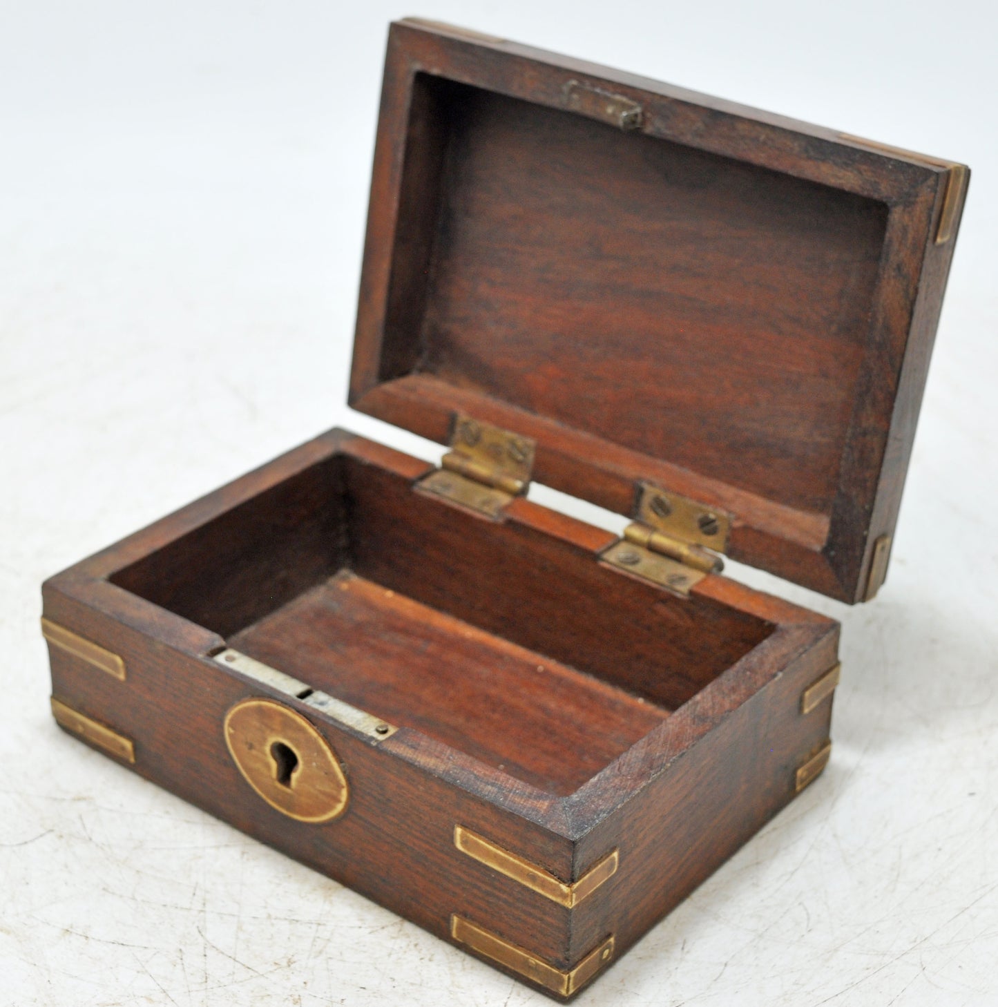 Vintage Wooden Brass Fitted Storage Box Original Old Hand Crafted