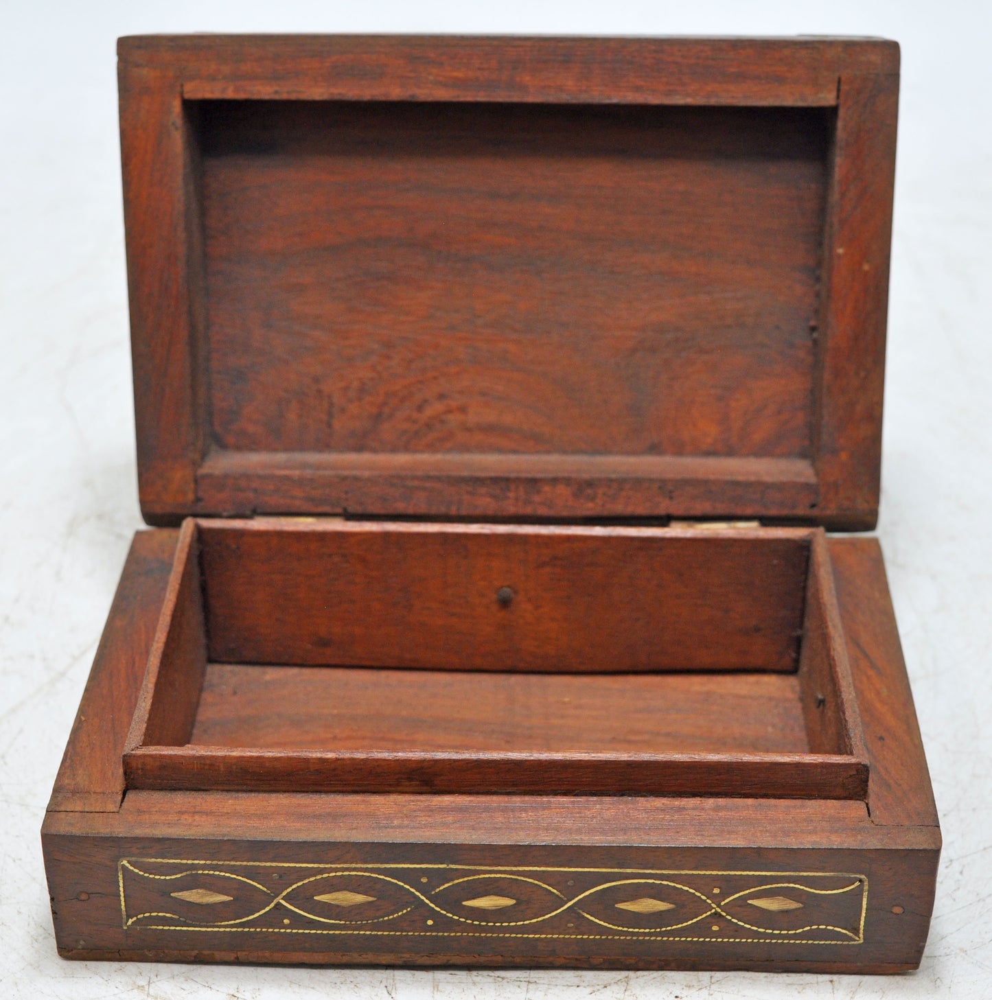 Vintage Wooden Brass Fitted Storage Box Original Old Hand Crafted