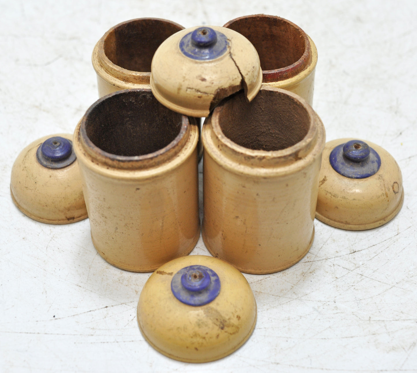 Lot of 4 Vintage Wooden Lacquer Painted Candy Box Original Old Handd Crafted