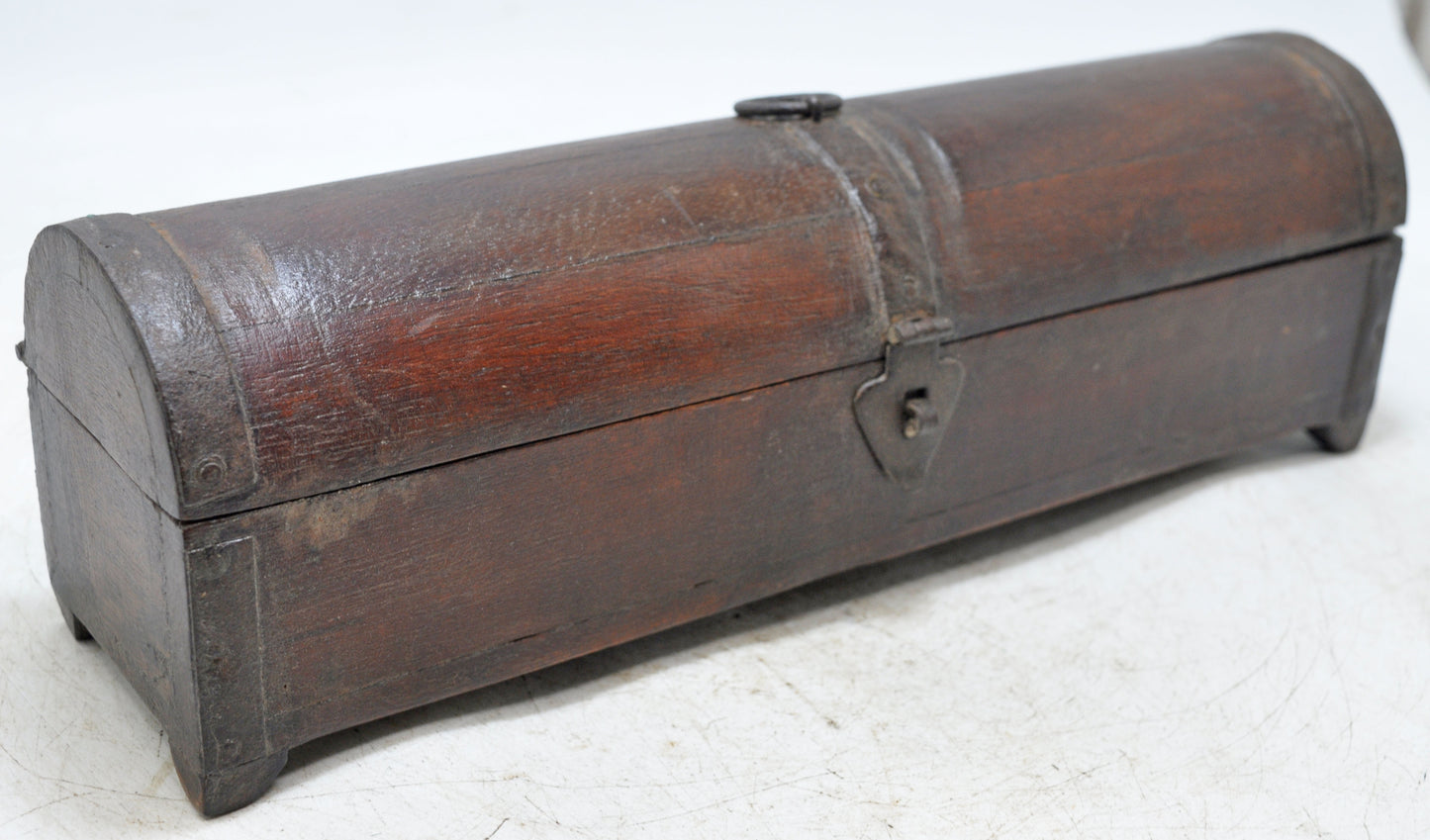 Vintage Wooden Half Round Top Pencil Box Original Old Hand Crafted