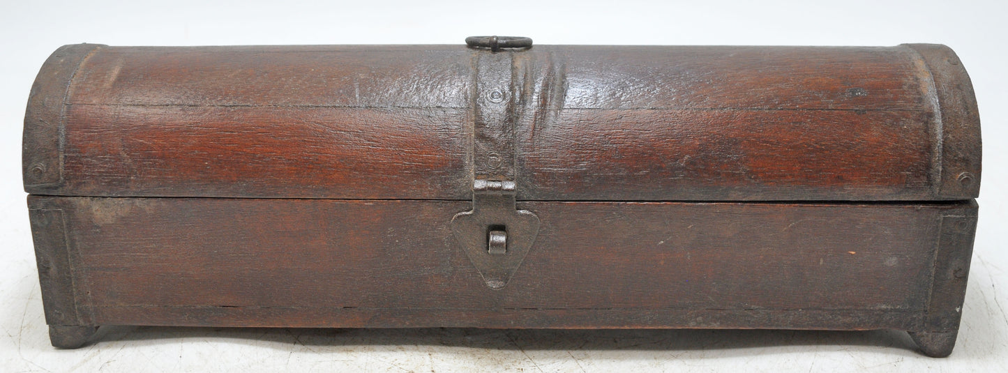 Vintage Wooden Half Round Top Pencil Box Original Old Hand Crafted