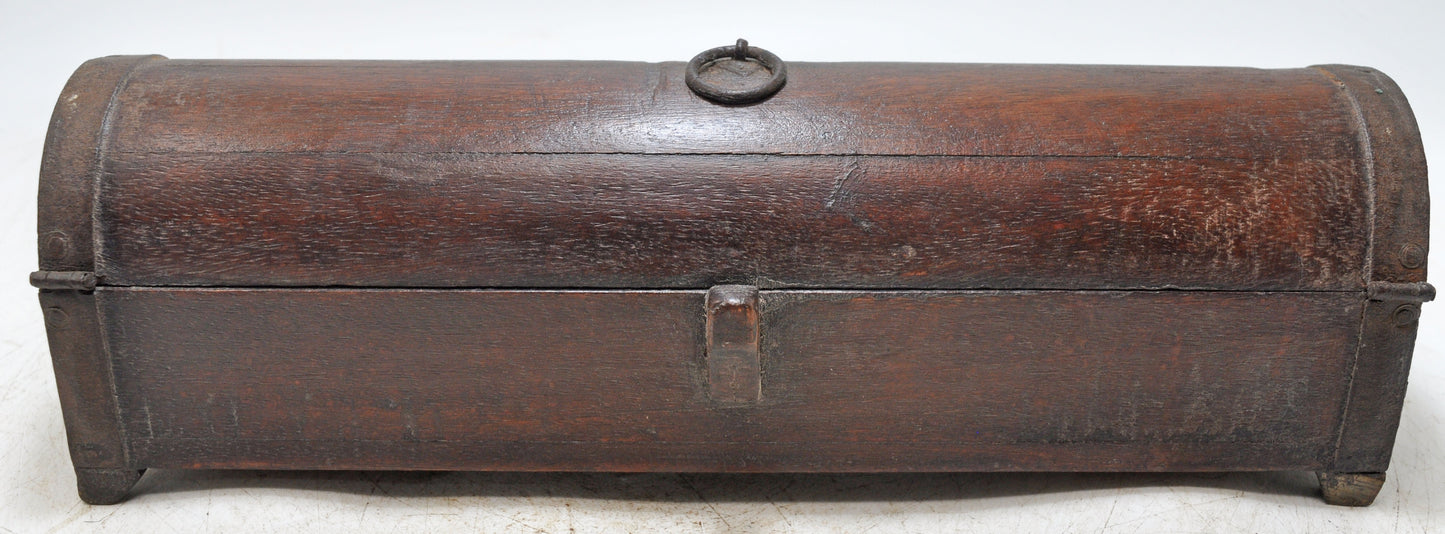 Vintage Wooden Half Round Top Pencil Box Original Old Hand Crafted