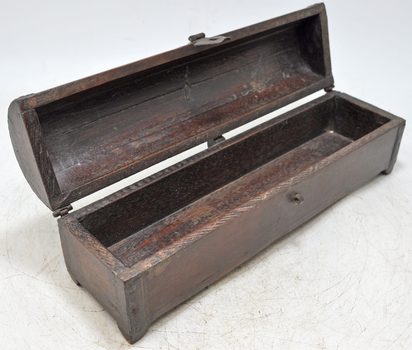Vintage Wooden Half Round Top Pencil Box Original Old Hand Crafted