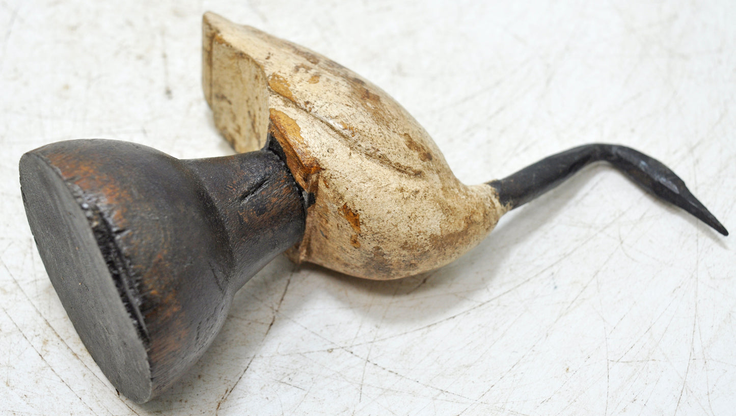 Vintage Wooden Bird Figurine Original Old Hand Carved