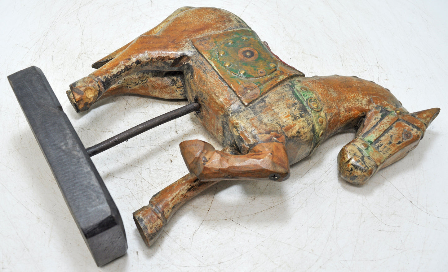 Vintage Wooden Horse Figurine Original Old Hand Carved