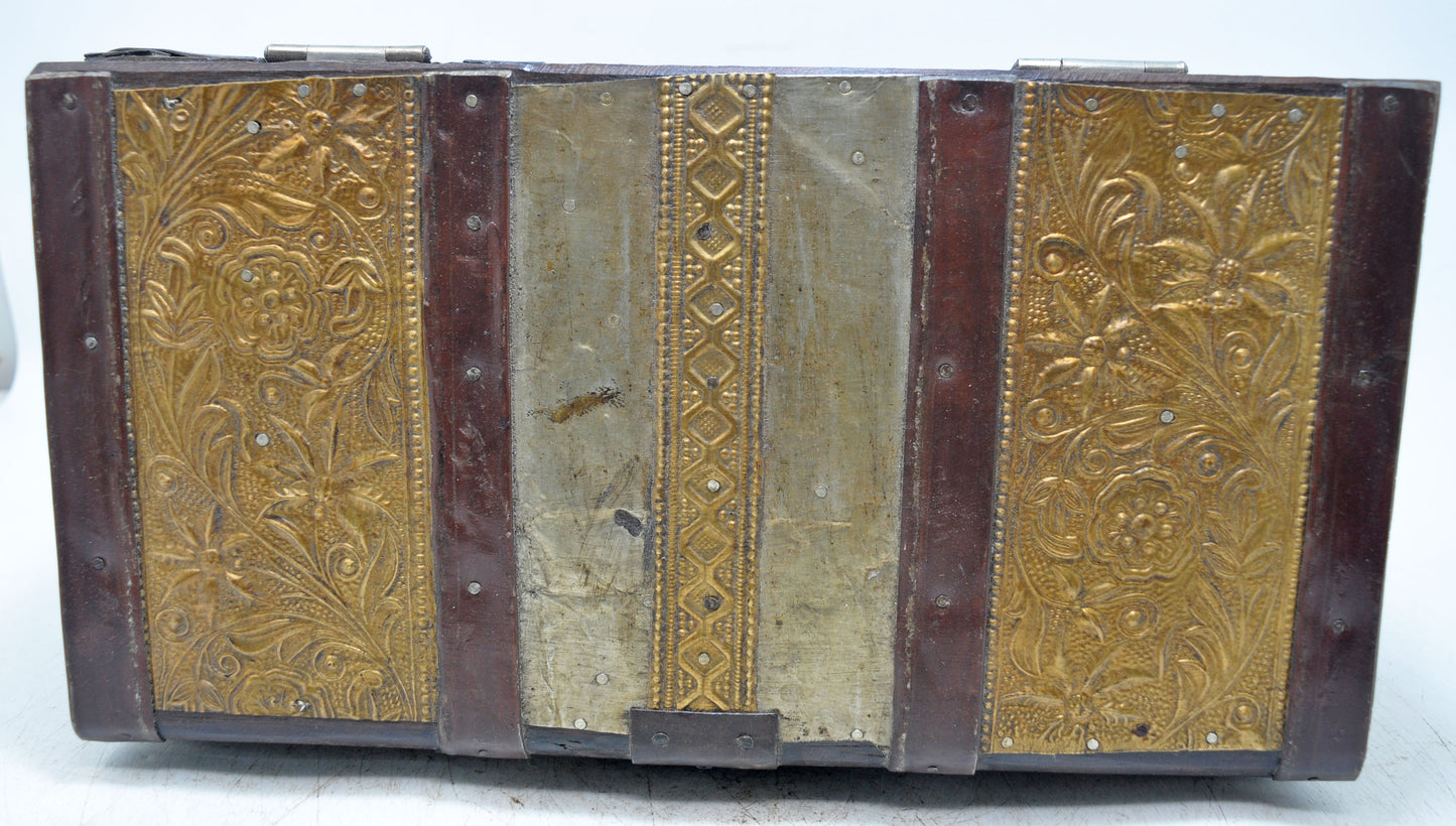 Vintage Wooden Storage Chest Box Original Old Hand Crafted Metal Fitted