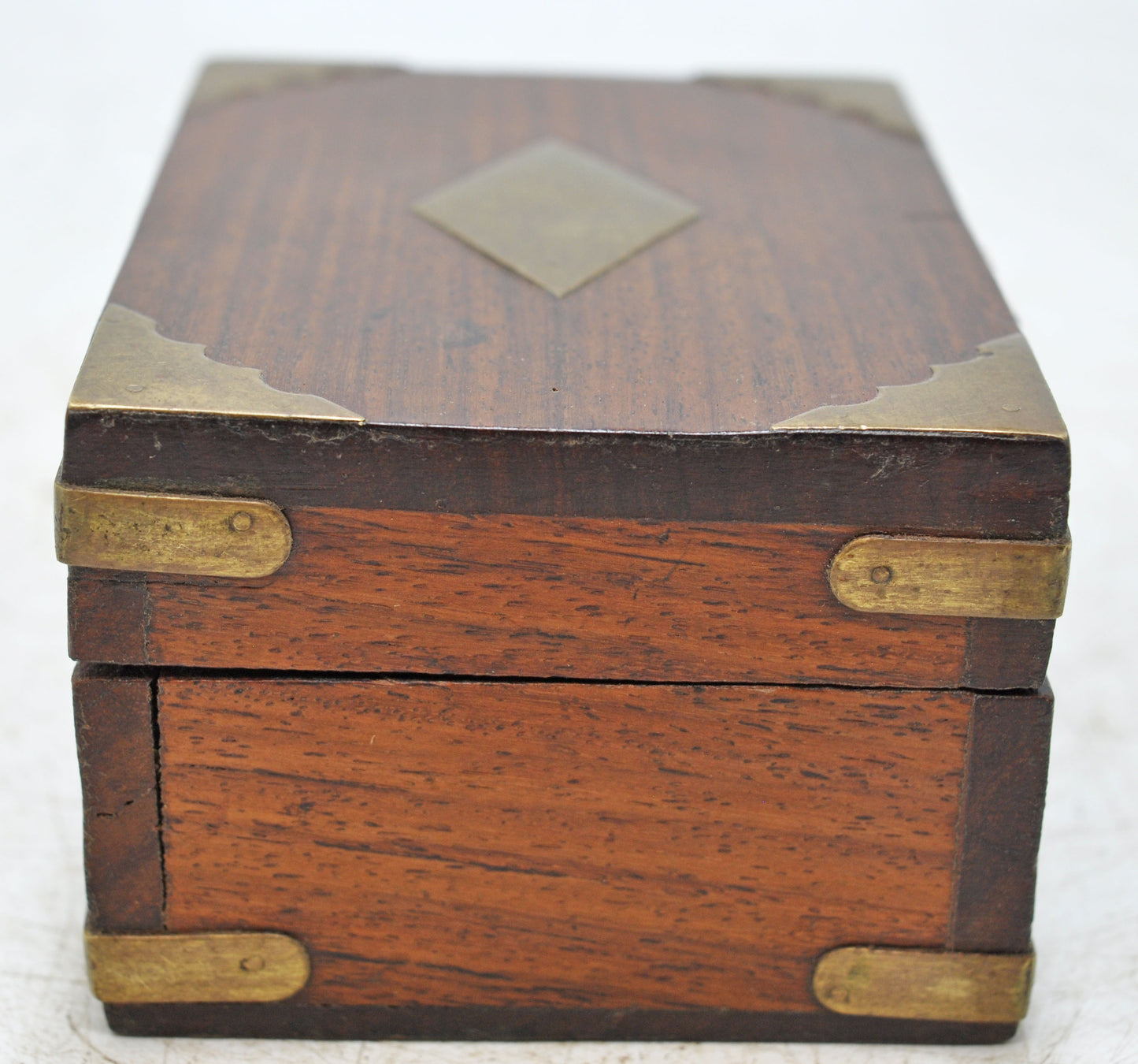 Vintage Wooden Small Storage Box Original Old Hand Crafted Brass Fitted
