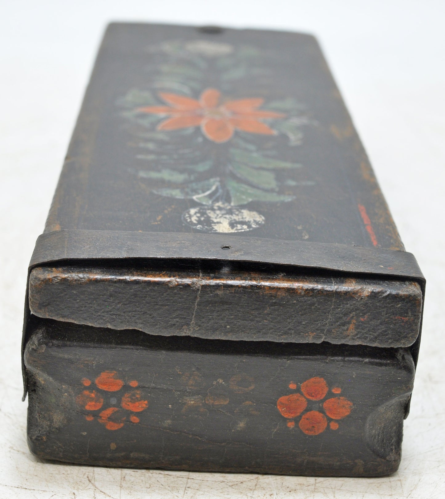 Antique Wooden Pencil Stationary Box Original Old Hand Crafted Fine Painted