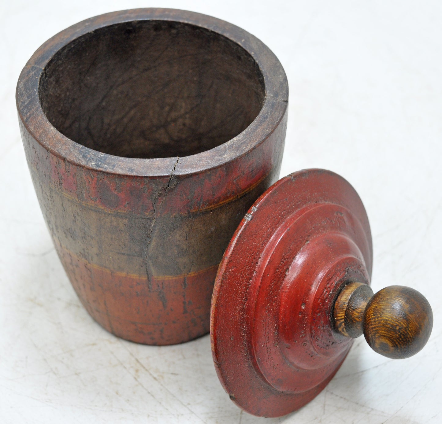 Antique Wooden Small Kum Kum Powder Tika Box Original Old Hand Carved
