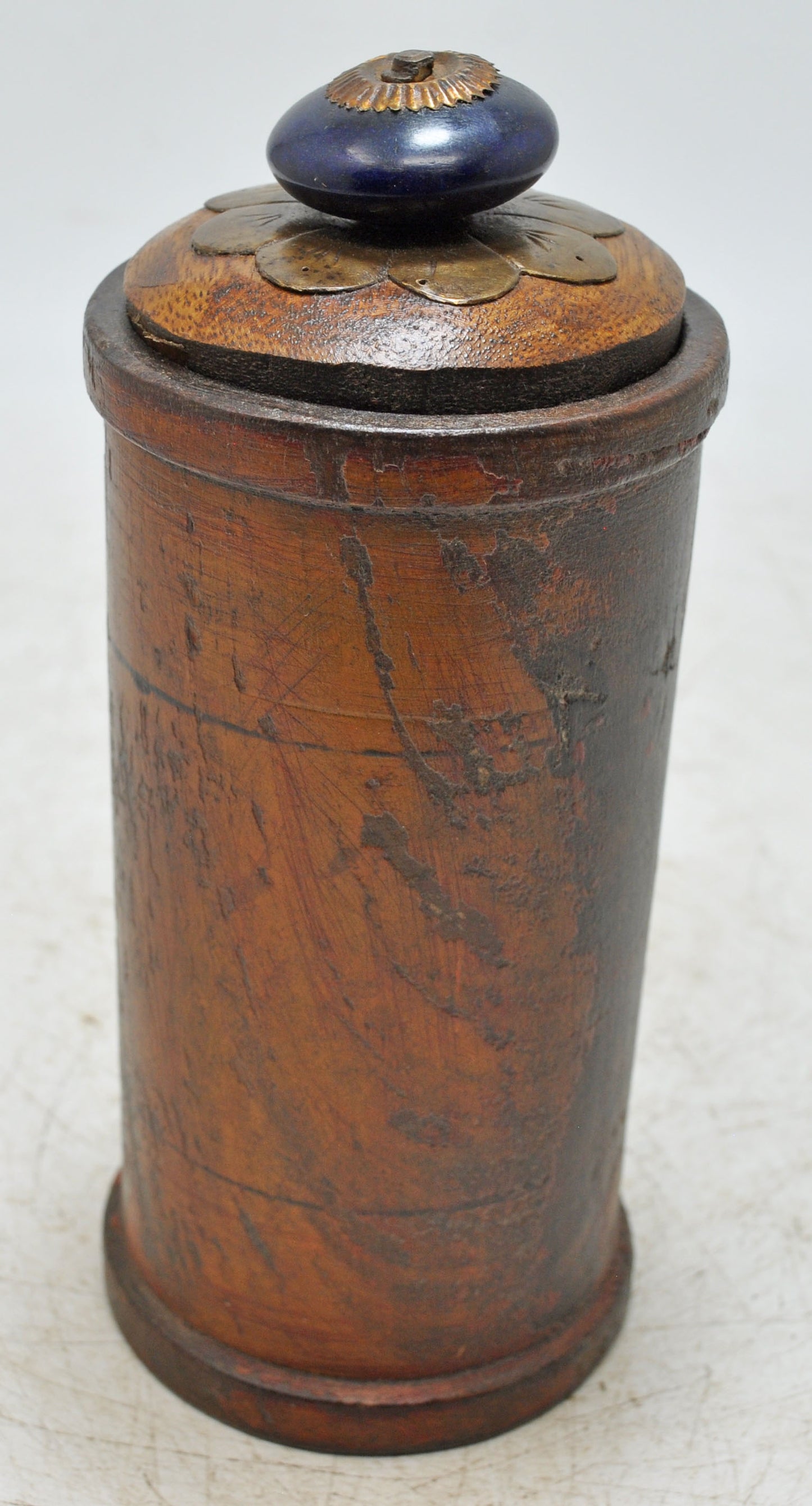 Antique Wooden Small Kum Kum Powder Tika Box Original Old Hand Carved