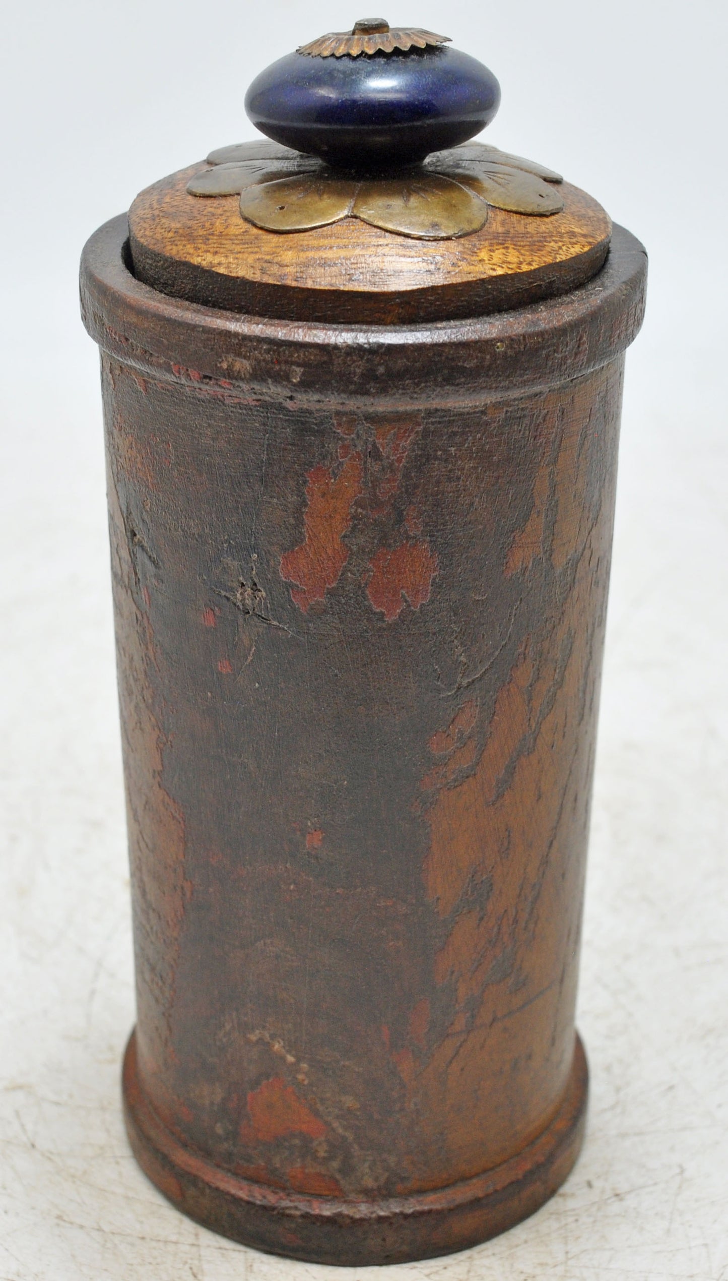 Antique Wooden Small Kum Kum Powder Tika Box Original Old Hand Carved