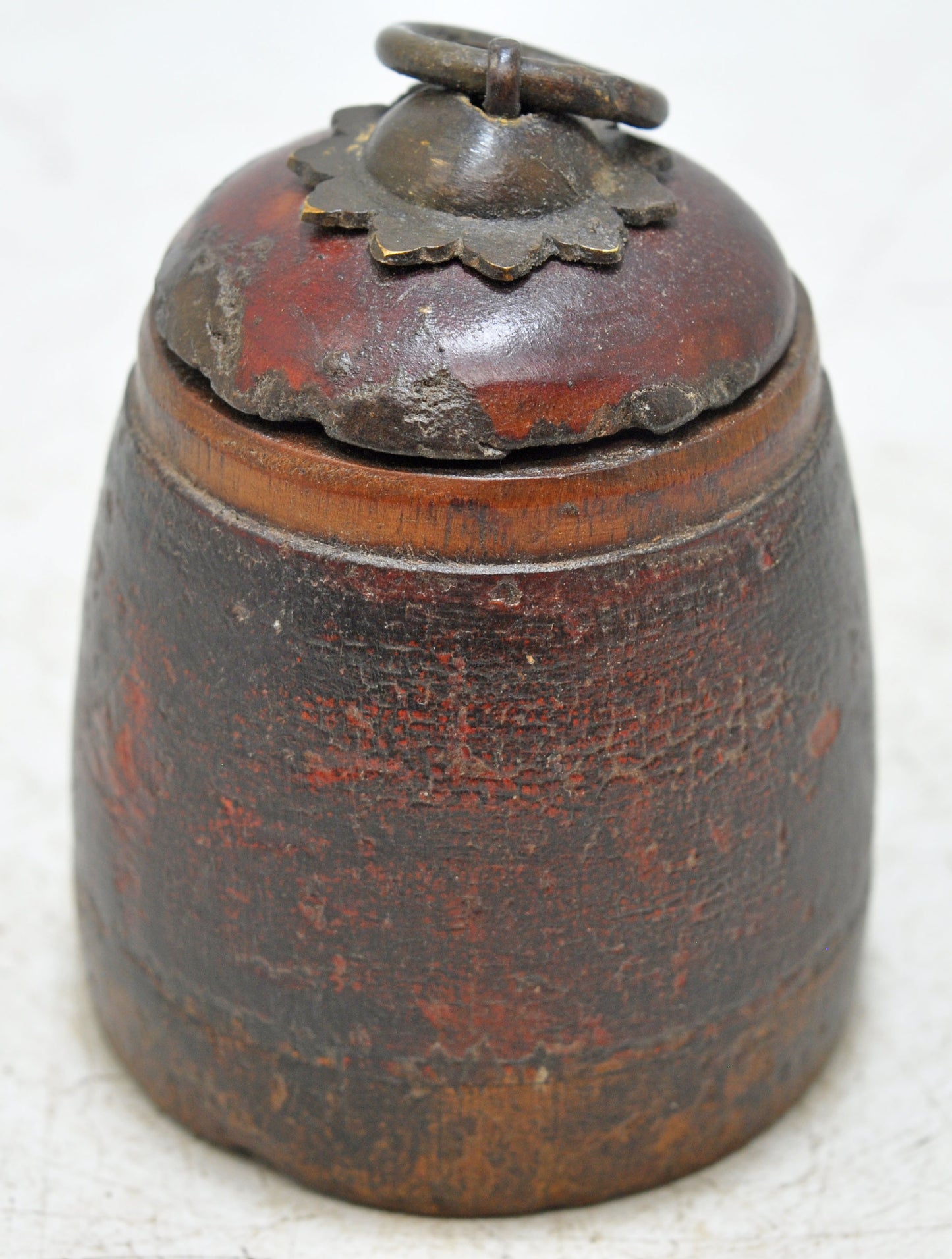 Antique Wooden Small Kum Kum Powder Tika Box Original Old Hand Carved