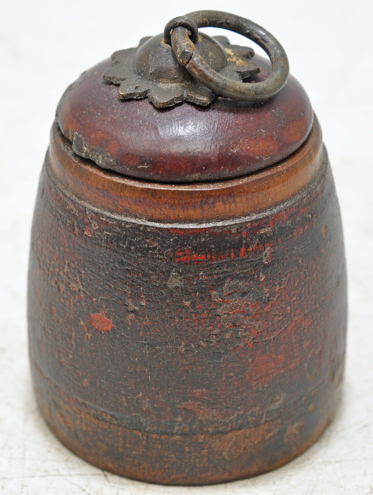 Antique Wooden Small Kum Kum Powder Tika Box Original Old Hand Carved