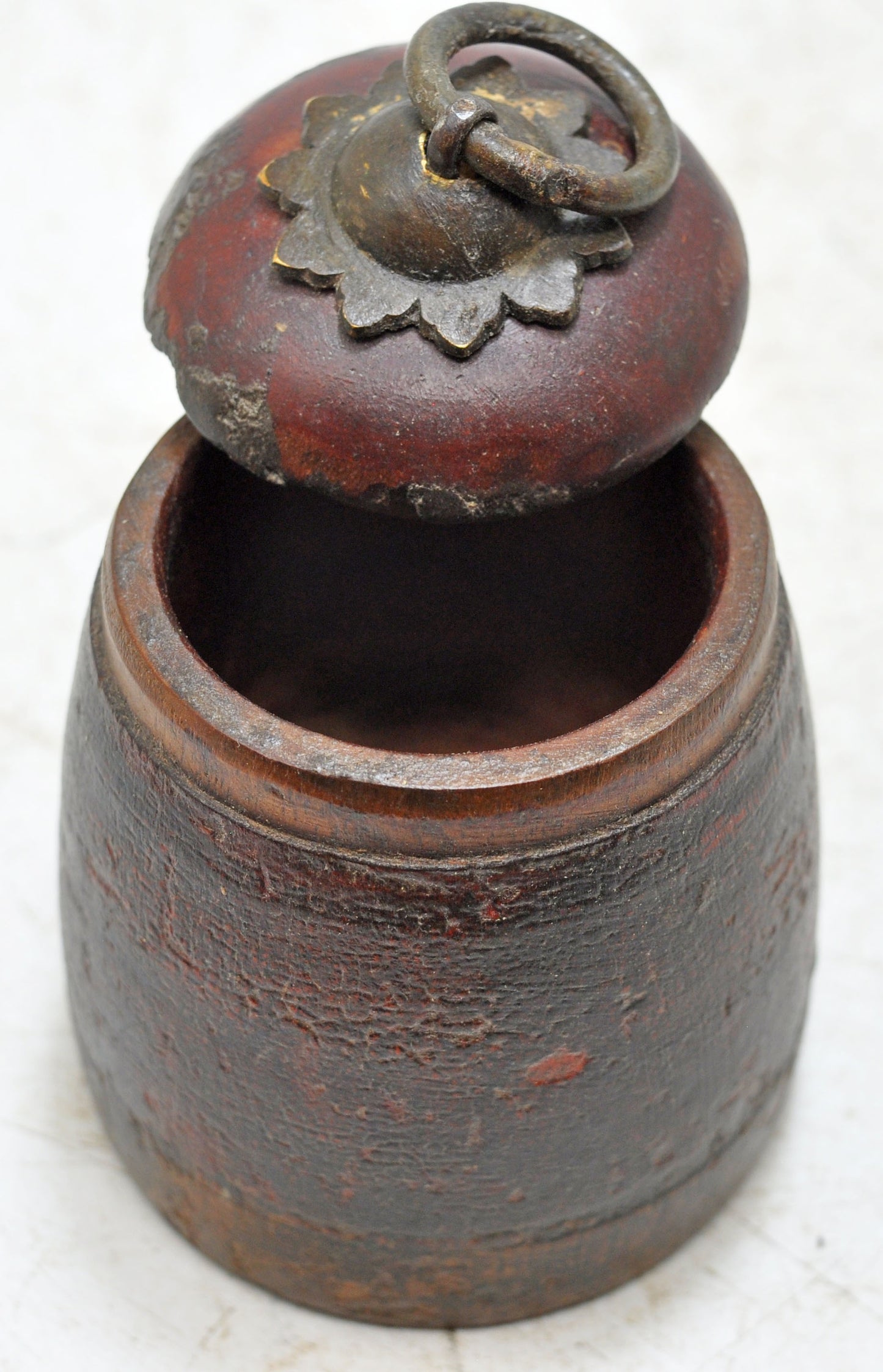 Antique Wooden Small Kum Kum Powder Tika Box Original Old Hand Carved